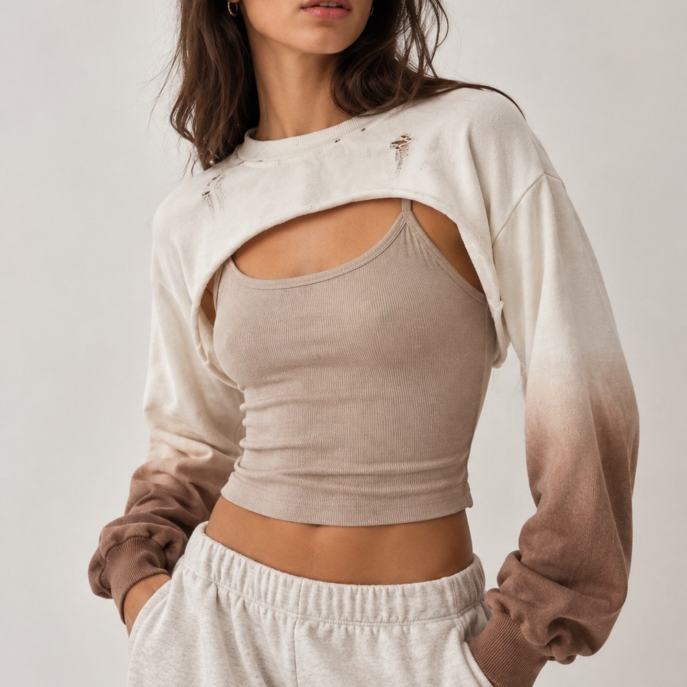 FP Movement by Free People Ombré Distressed Ballet Shrug / Dancer Shrug Size XS